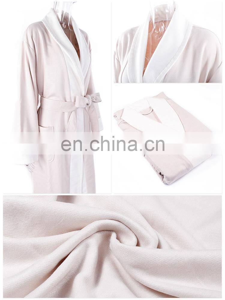 Wholesale High Quality Luxury Double Color Unisex Robe Microfiber Bathrobe for hotel/home