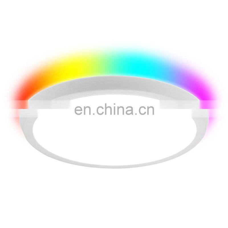 OEM logo color box MOQ1K Wifi App Alexa Voice Control flush mount CCT selectable RGB tunable tuya smart light