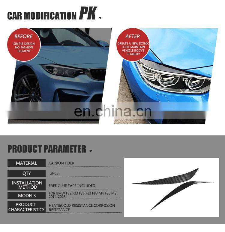 Dry Carbon Fiber M4 Headlight Eyelids for BMW F32 F33 F36 F82 F83 M4 F80 M3 14-19