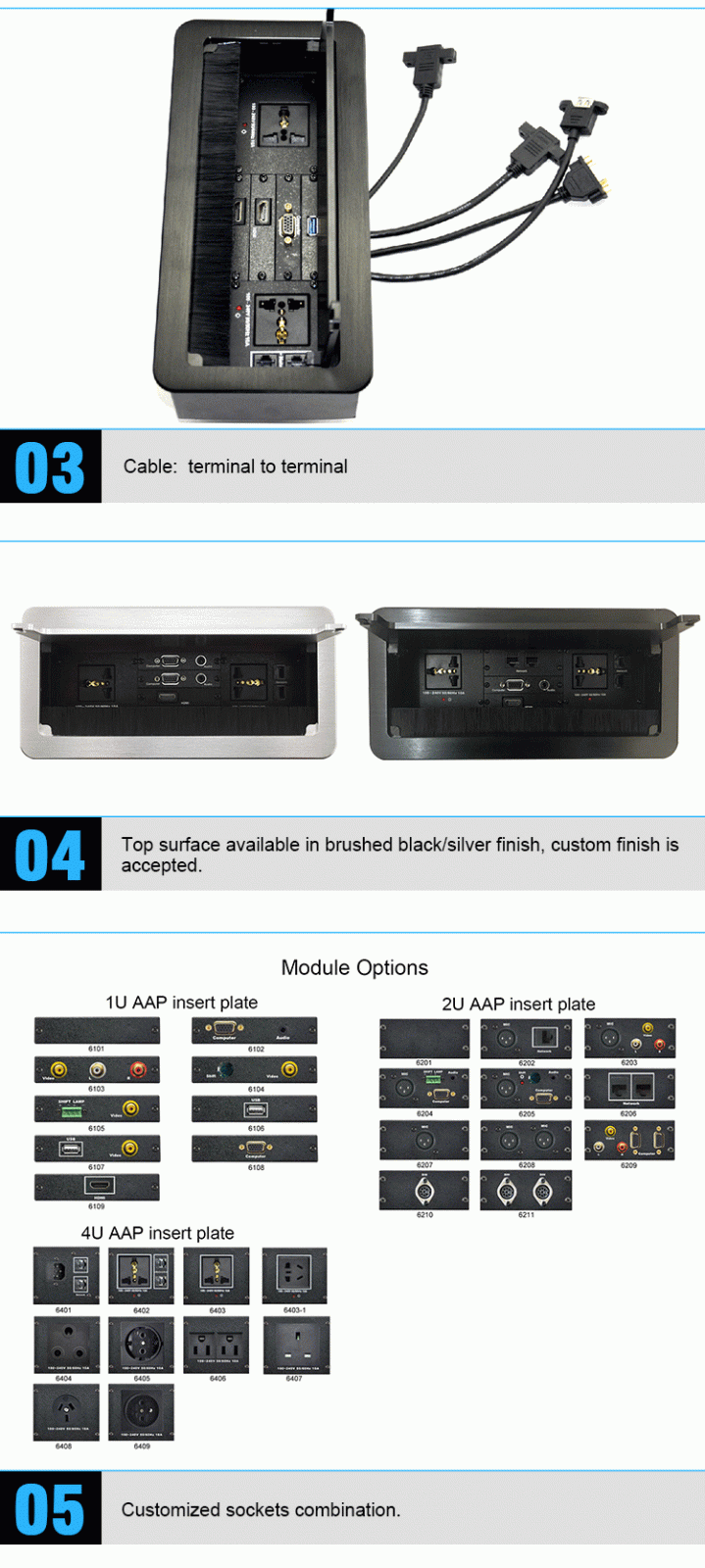 Conference Table Power Management multiple  Outlet socket