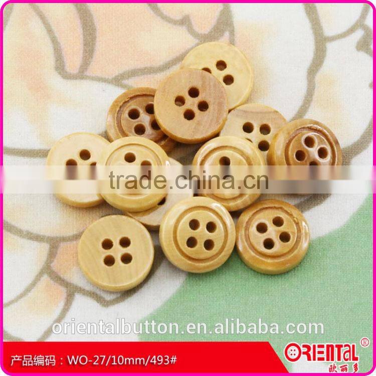 customizable sewing holes natural yellow wooden button