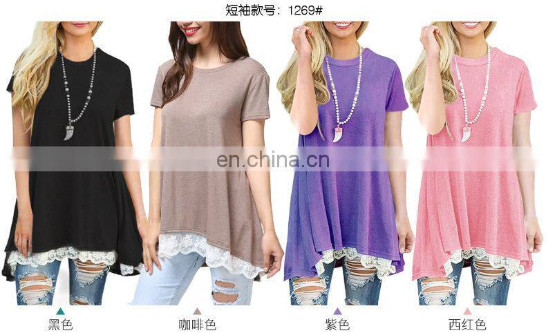 Factory Outlet 2021 Christmas Plus Size Women's Top Stitching New European and American Lace Long Sleeve Fat MM Casual Wear