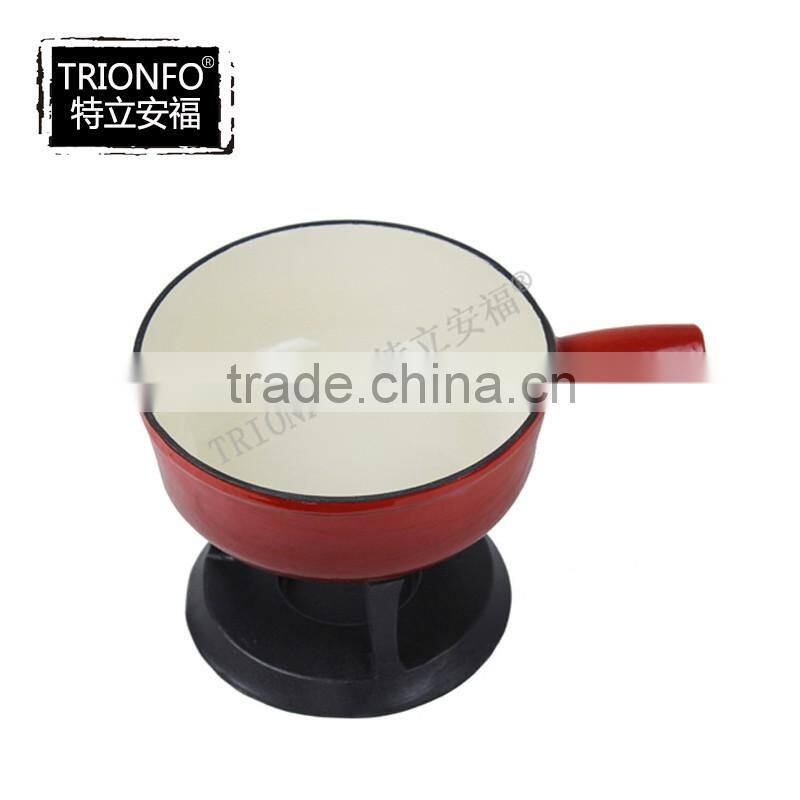 Lightening red enamel cast iron non-stick cooking pot