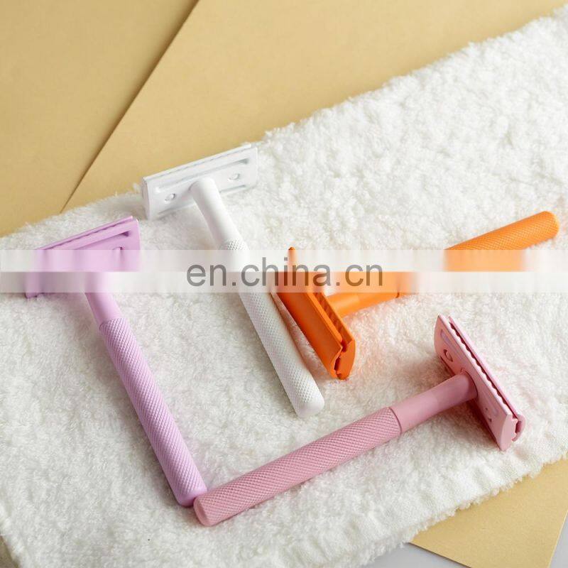 Natural Shaving Customized Green Double Edge Womens Safety Shave Razors For Gift