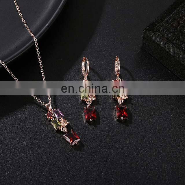 High Quality Coloful Diamond Rhinestone Bridal Set Jewelry