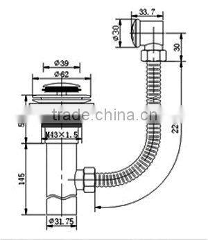 Brass Basin Chrome Finish Plug Waste Drainer no Overflow Hole