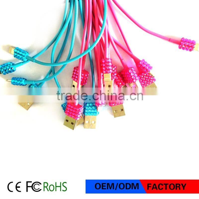 Original Micro Android USB Phone Cable Charger Data Jeweled 8-Pin Sync Cable For iPhone Micro