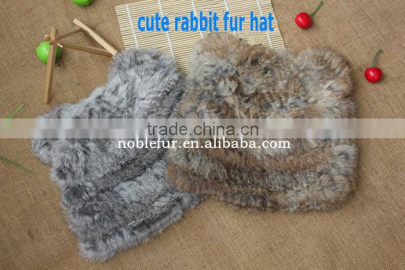 lovely Korean style rabbit fur winter beanie animal ear hatcute fluffy headwear