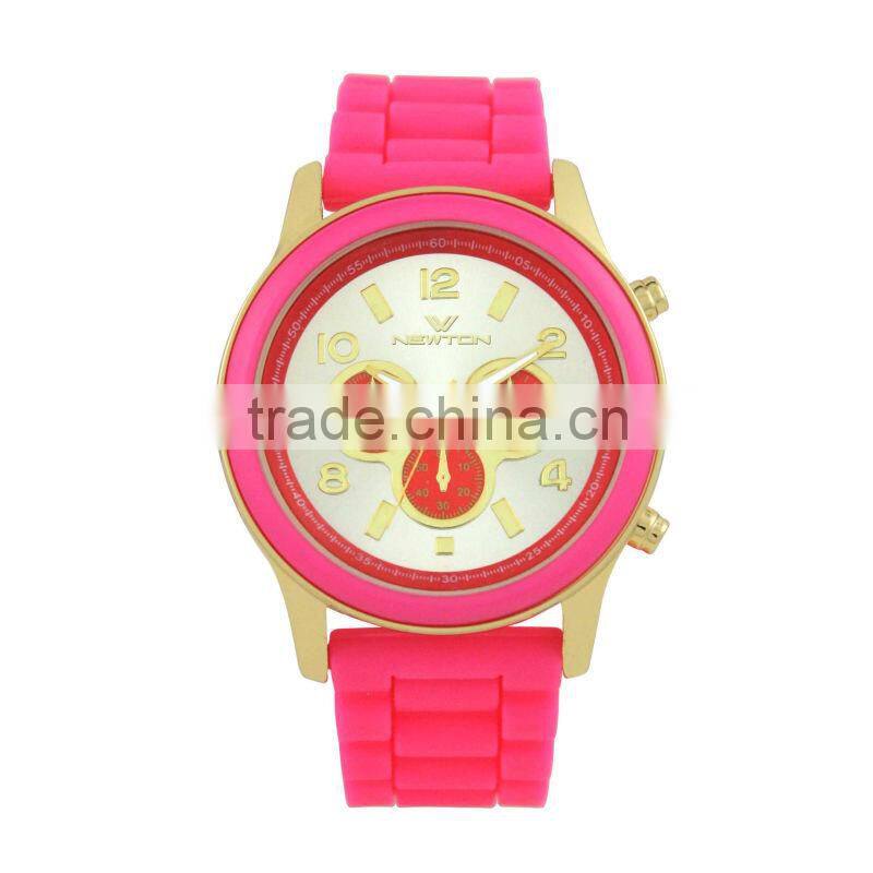 FT1305_PK Pink Colorful 3 hands with ABS band quartz jelly watch