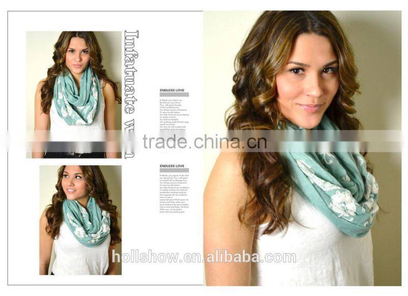 Wholesale Cotton Voile Flower Design Spring Embroidery Shawl Scarf