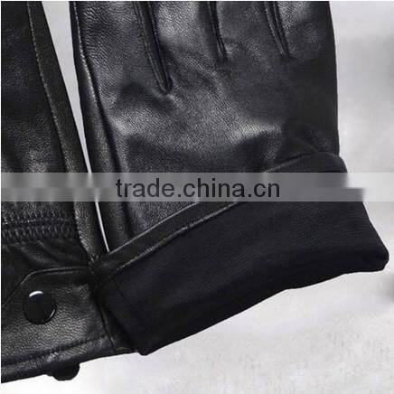 Mens Fashion Button Classic Soft Sheepskin Thin Running Leather Gloves