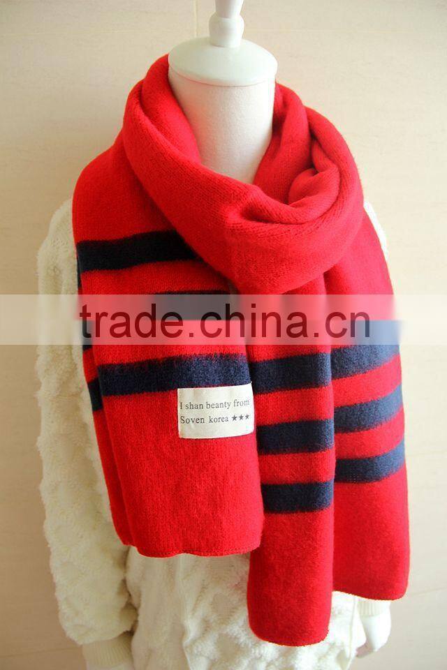 New Arrival Warm Fashion Long Striped Wool Acrylic Knitted Girls Winter Scarf