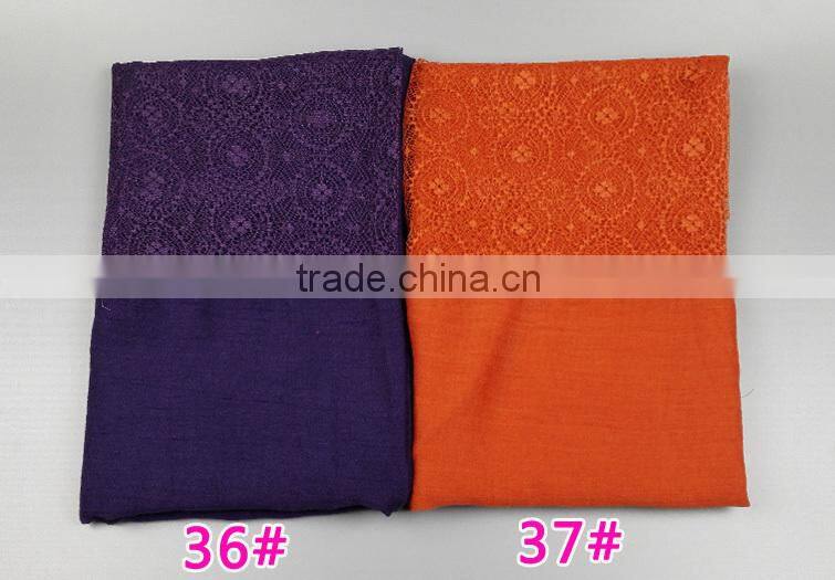 Wholesale Solid Color Cotton Linen Lace Fashion Ladies Scarf