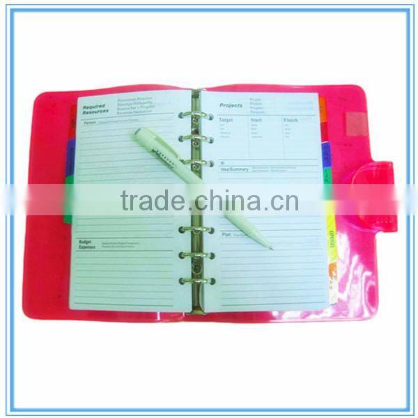 Plastic diary cover with document bag