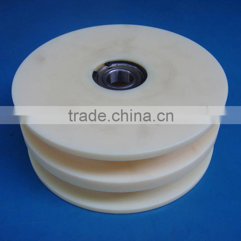 natrual molding injection CNC machining Nylon polyamide PA6 pulley wheels with bearings manufacturer