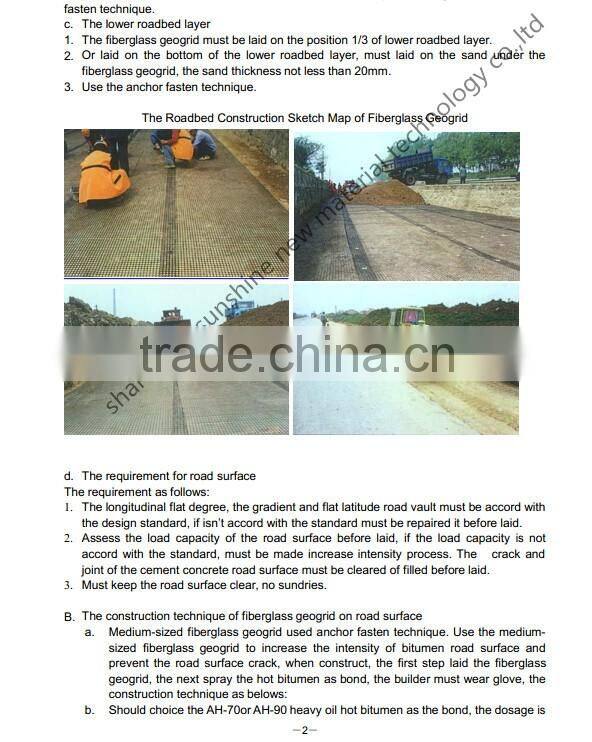 Fiberglass geogrid with CE,ISO9001 Certification and pass SGS,TRI Test