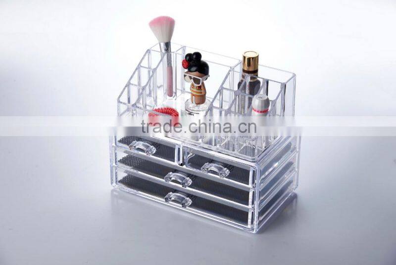2016 Newest Taizhou Longshixiang factory fashional PS makeup boxes storge transparent cosmetic organizer