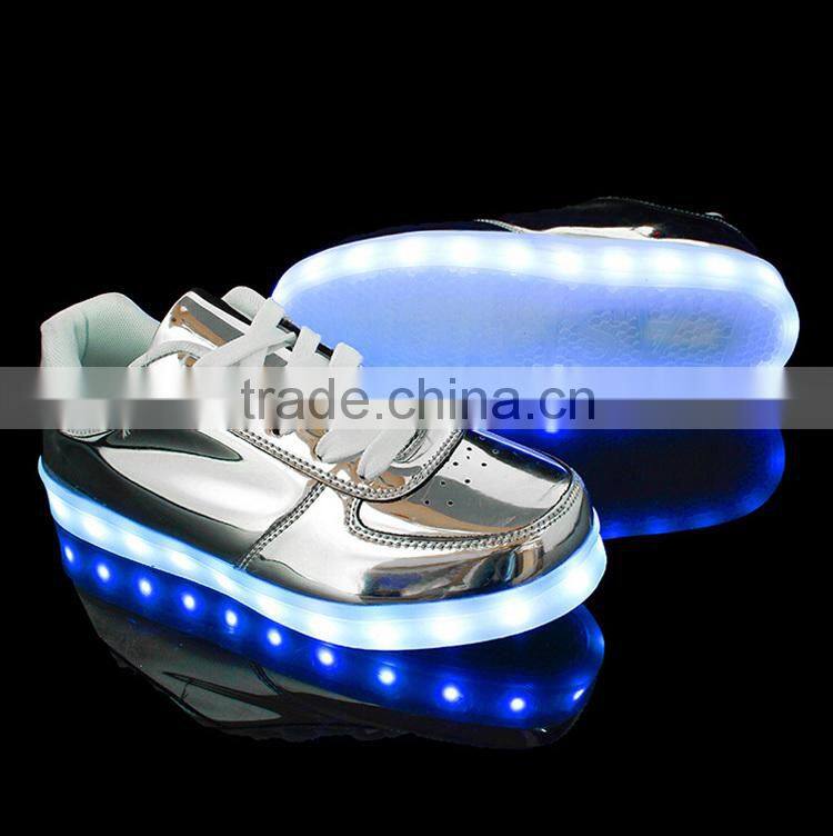 GD new types silvery sequined good quality led flashing shoes adult