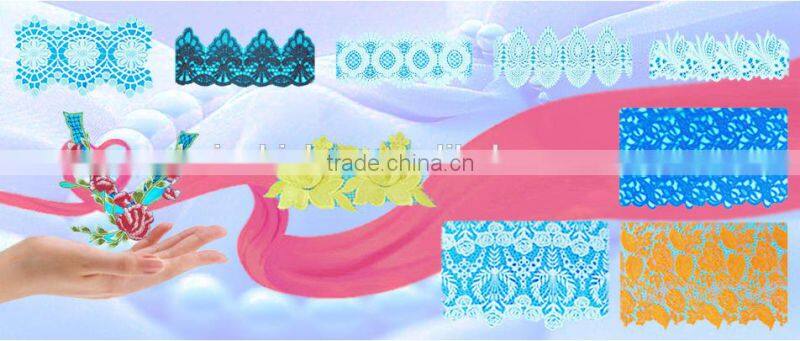 T0162 white flower garment accessories polyester applique lace trim embroidery design