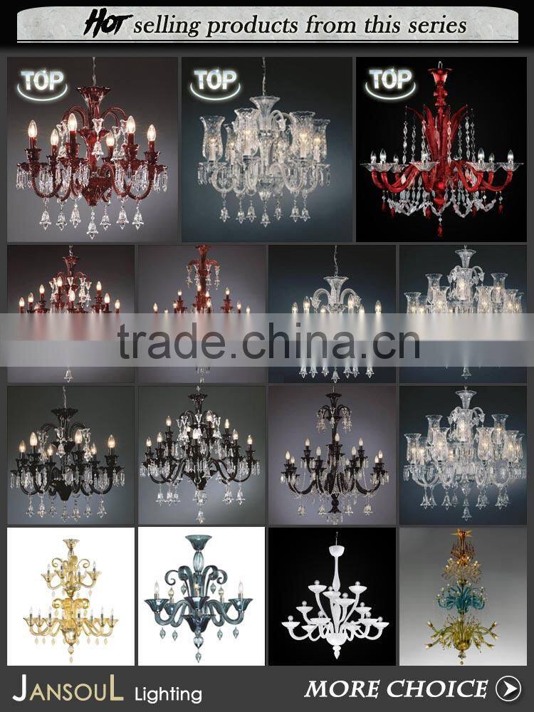 6 light clear glass arm chandelier