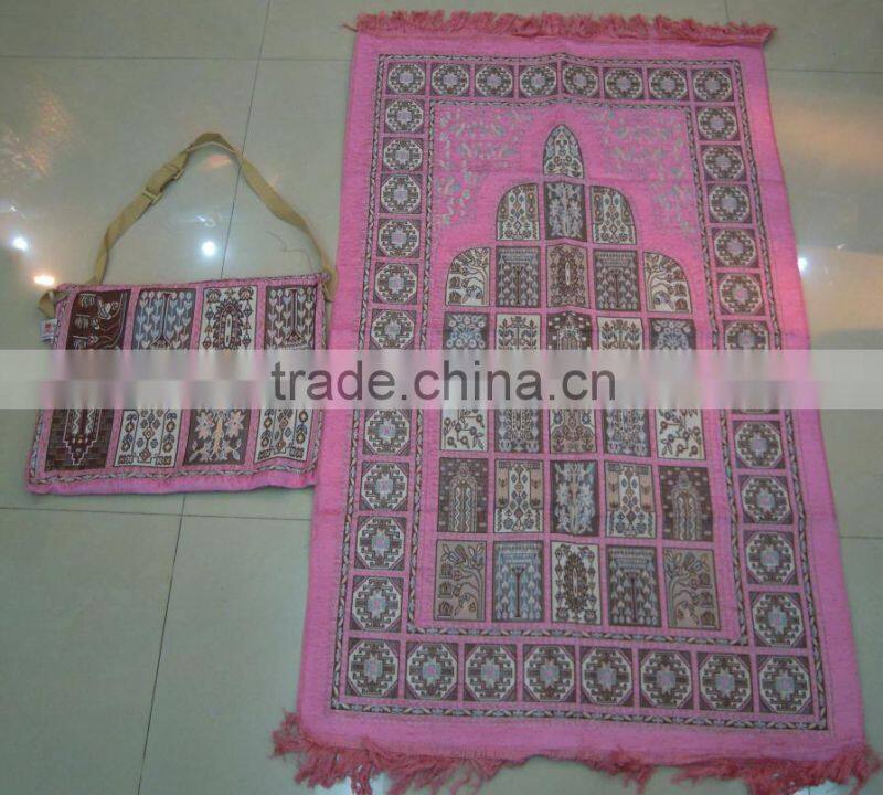BT- 607adult muslim prayer mat and rugs with bag Haji gift