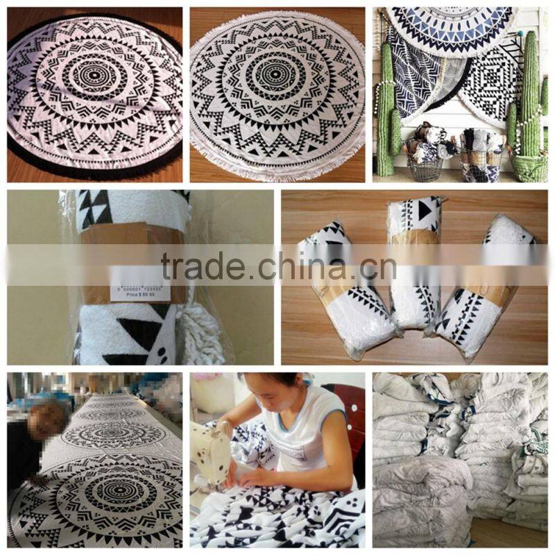 China supplier custom print round beach towels 480 gsm cotton for sale