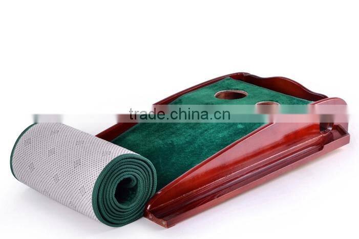 Wood Golf Putting Trainer with Automatic Ball Return