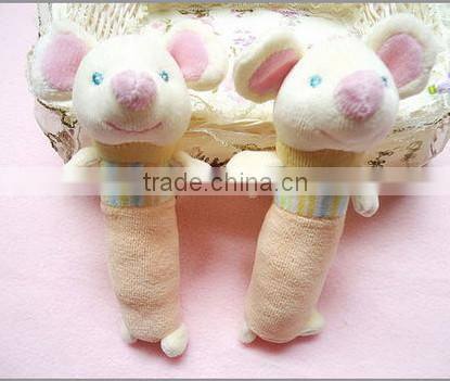whosale baby plush animal hand bell bar toy