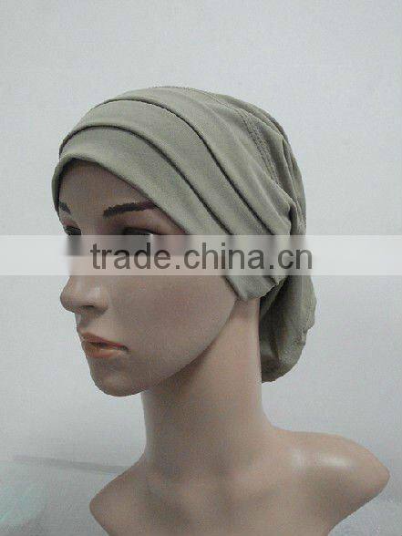 C003 plain tube underscarf with pleat,cotton underscarf and hats