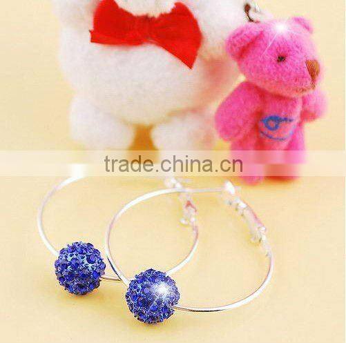2012 Newest shamballa charm earring with pave stones