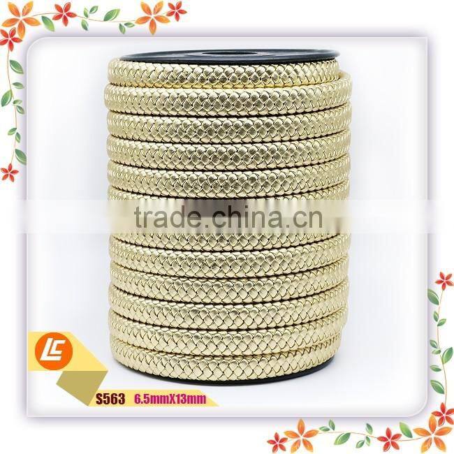 14mm Width and 6mm Thick Black Flat Braided Leather Cord High Quality