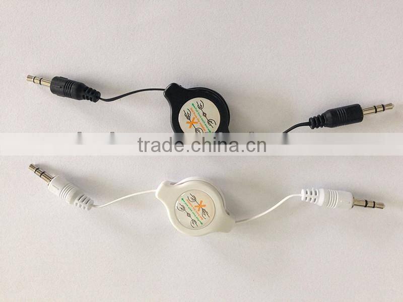 3.5mm aux audio cable usb data transfer M to M Retractable Audio Data Cable for iPod iPhone MP3 Players
