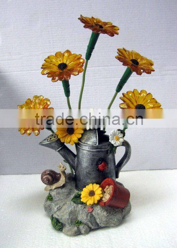 Polyresin Flower Solar Light For Garden Decoration Craft
