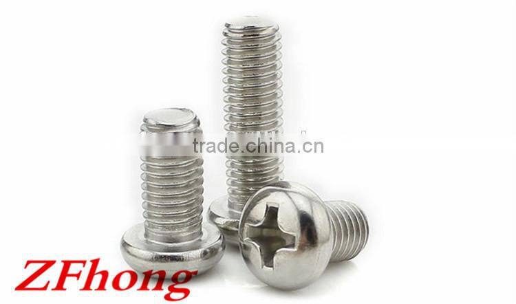 M1 to M6 stainless steel 304 A2-70 pan head cross recessed machine screw