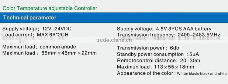 12V~24VDC 20~30m remotecontrol distance 2.4G RGB wireless touch controller/Dimmer for led light
