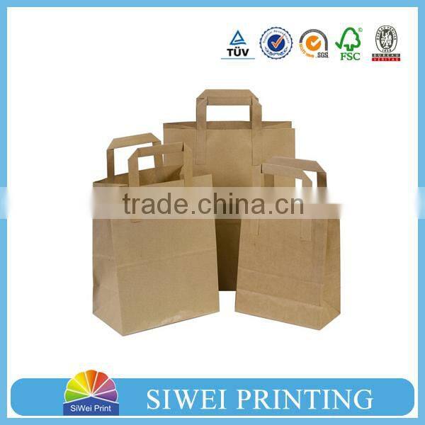 Hot sale custom brown kraft paper bag for shopping and packaging