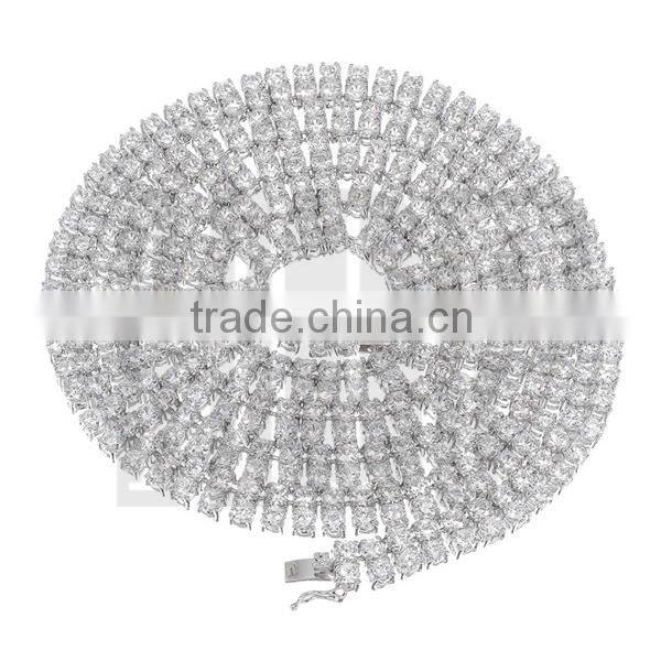 2 Row White Gold Plated Iced Out Hip Hop Chain with Crystal