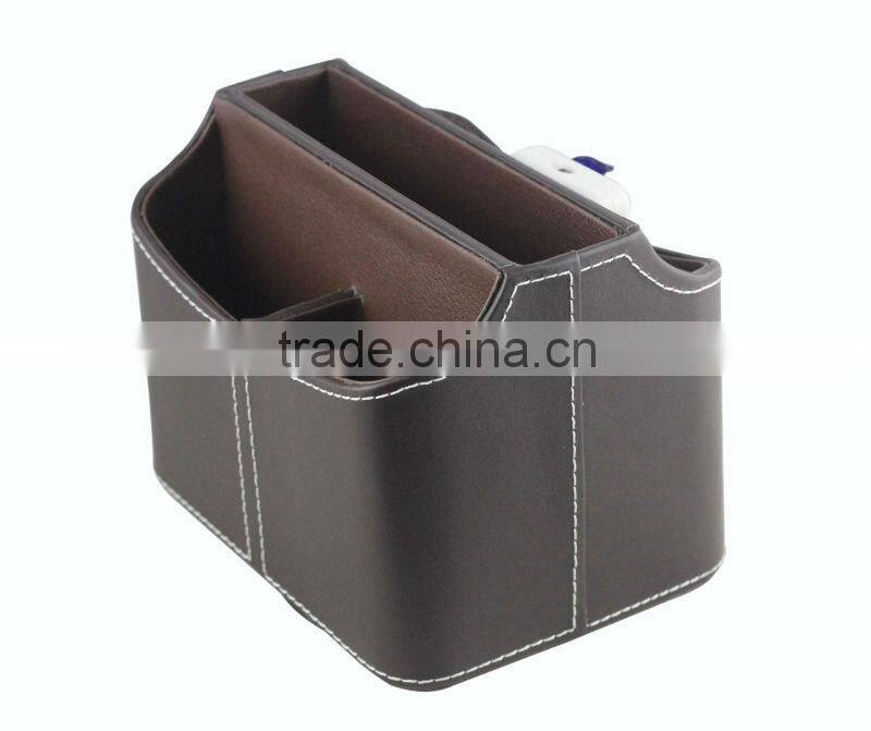 removable convenient family leather storage box for desk storage box
