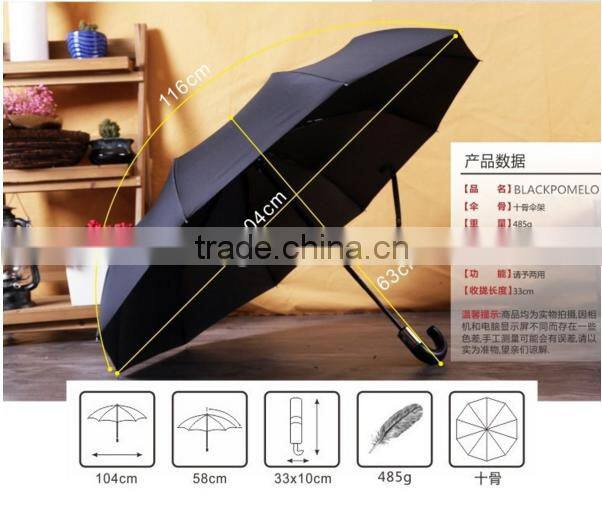 High quality Curve wooden handle pongee foldable umbrella,customized strong 3 fold auto open umbrellas for man
