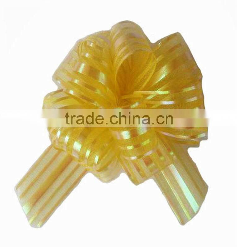 HOT SALE ! Yellow Iridescent Rainbow Mesh Organza Ribbon Butterfly Pull Bow