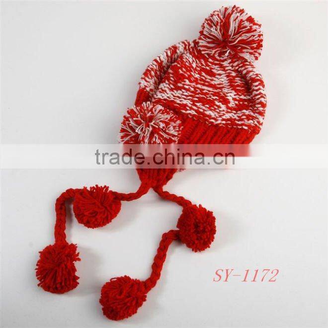 knitted earflaps warm winter hat