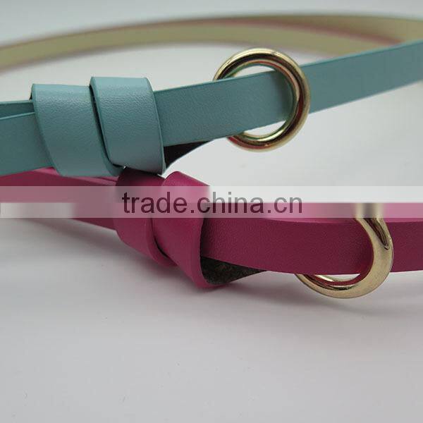 Lady's fashion skinny belt with eyelet