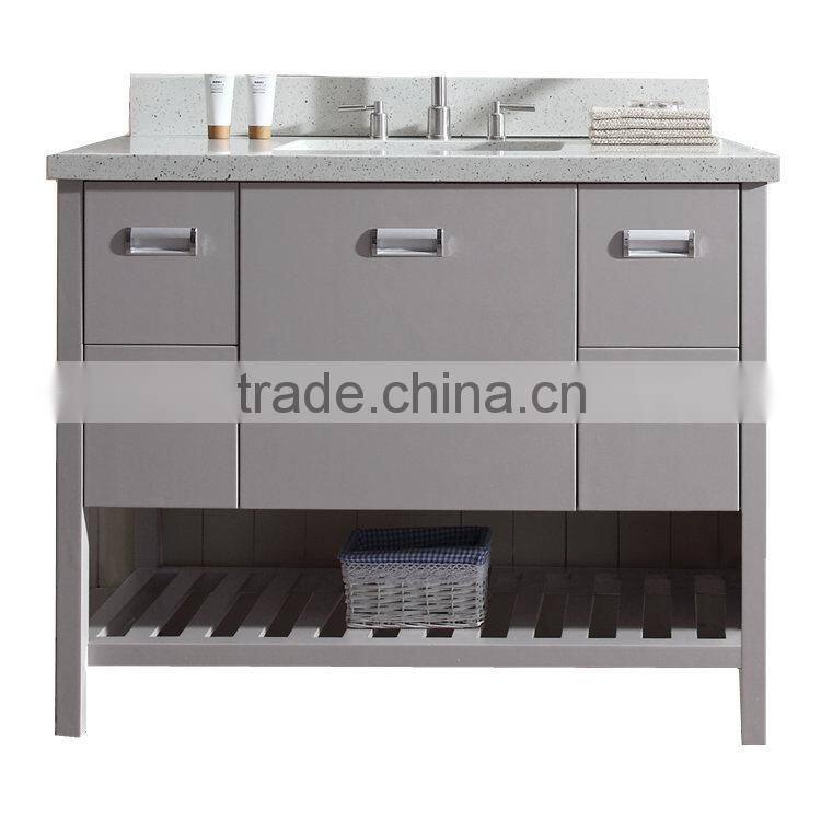 Free Standing Elegant Gray Paint Color Single Sink Modern Bathroom Vanity