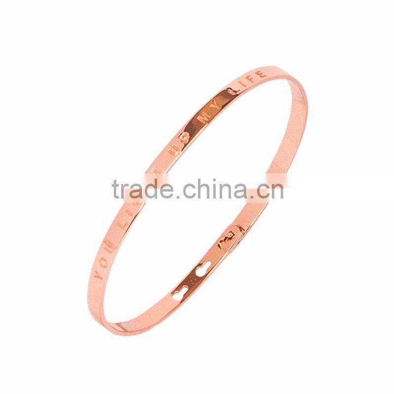 Memories Bangles with Customize Design Word 'YOU LIGHT UP MY LIFE' with 4mm/7mm Width