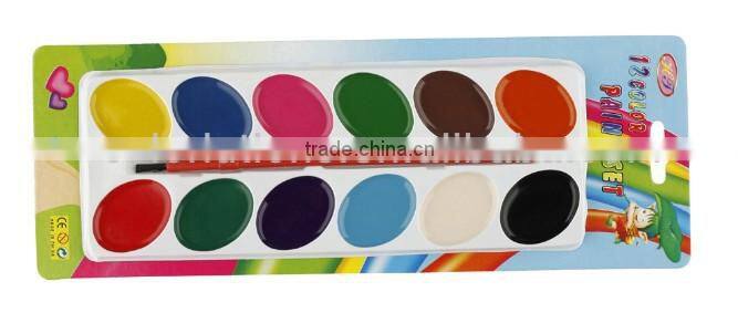 12 colors round shape water color set