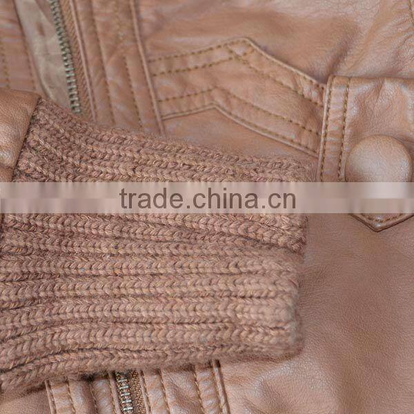 2013 ladies PU jacket with zipper puller pu leather jacket supplier