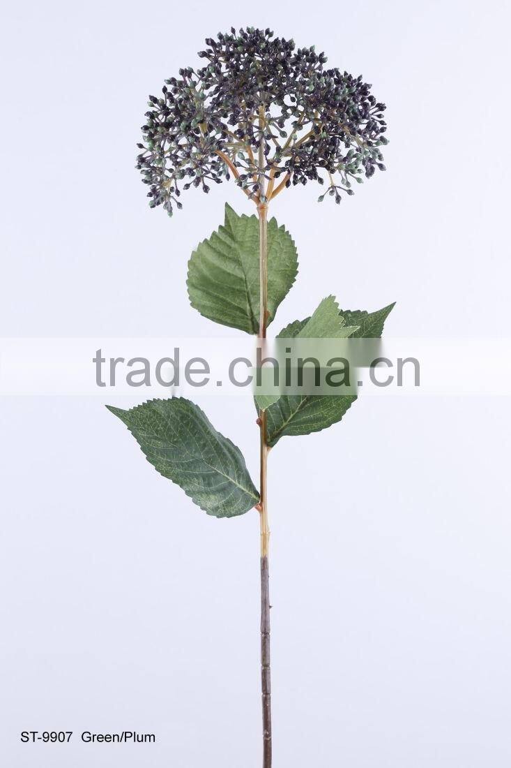 64 cm Plastic Hydrangea Spray with 4 Printed Leaves Artificial Flower