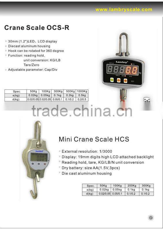 300kg/0.1kg Mini Electronic Digital Portable Weighing Crane Scale