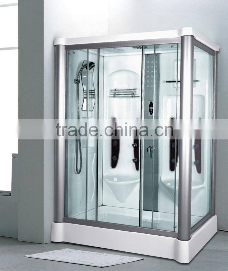 movable tempered glass shower door with mirror polished surface handle