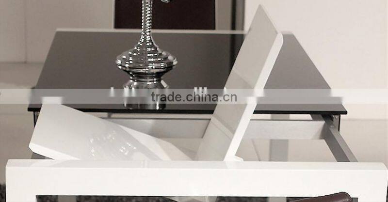 2016 simple modern stainless steel black expandable dining table